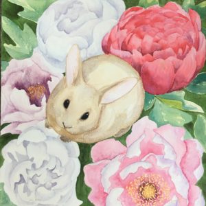 cute bunny watercolor painting